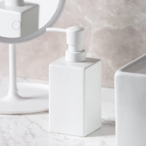 Galdal Square Matte White Soap Dispenser Ceramic Hand Soap And Lotion Dispenser For Bathroom Countertop,Dish Soap Dispenser For Kitchen-14Oz. thumb #3
