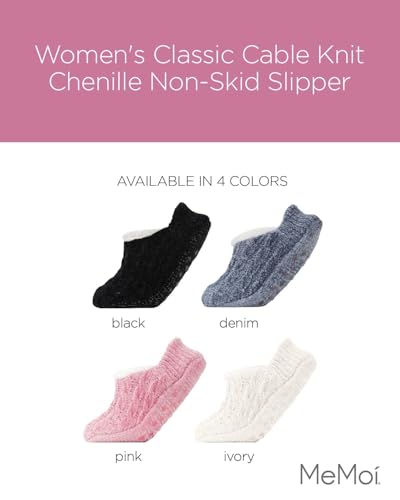 MeMoi Women's Classic Cable Knit Chenille Non-Skid Slipper2