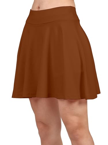 Image of Mehrang Spandex Women's Classic Stretchy All Time Trendy Skater Skirt with Attached Inner Shorts and Flared Inskirt