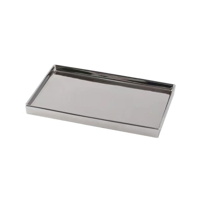 Bandejas Servir Comida Bandeja de cerámica Plateada Estilo nórdico, Bandeja joyería Lujo Ligera, Almacenamiento for el hogar, Rectangular for Mesa Cama | Xl
