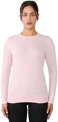JENNIE LIU Womens 3-ply Cashmere Crewneck Sweater | Winter Cozy Cashmere Sweaters for Women
