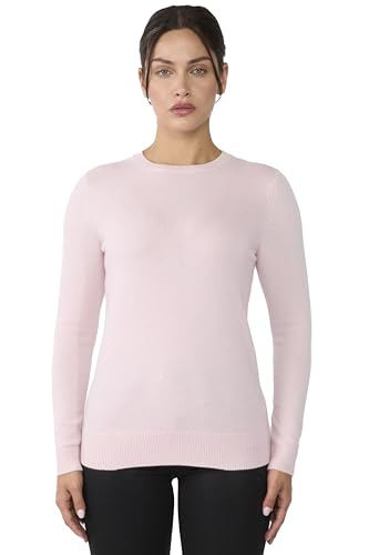 JENNIE LIU Womens 3-ply Cashmere Crewneck Sweater | Winter Cozy Cashmere Sweaters for Women