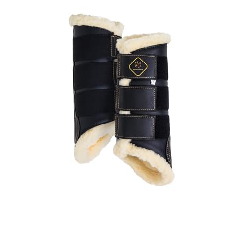 Kavallerie Dressage Horses Boots: Fleece-Lined Faux Leather Woof Brushing Boots for Training, Jumping, Riding, Eventing - Quick Wear for Breathable, Lightweight & Impact-Absorbing Wrap - Large Size