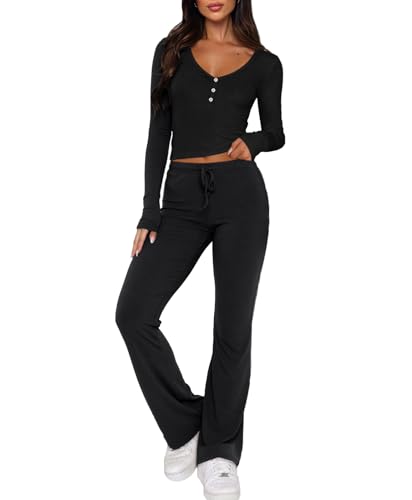 FWBBG Womens 2 Piece Lounge Sets Long Sleeve Crop Tops