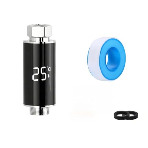 WIIYENA Cabezal de ducha inteligente con pantalla LED de temperatura y piezas de repuesto no requiere batería, B