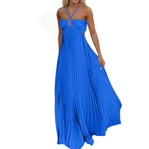 Robe longue d'été élégante pour femme à bretelles et dos nu