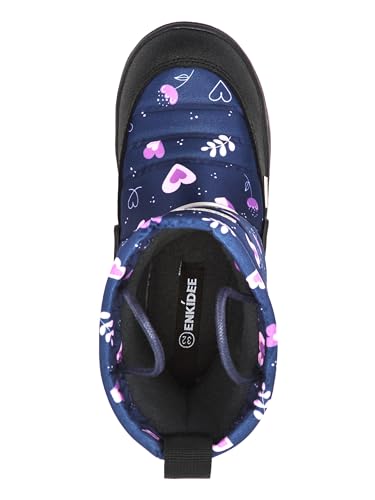 Girls Size 11 US Waterproof Reflective Winter Snow Boots Slip Resistant (Toddler/Little Kid) Floral Pink and Purple Hearts Pattern4