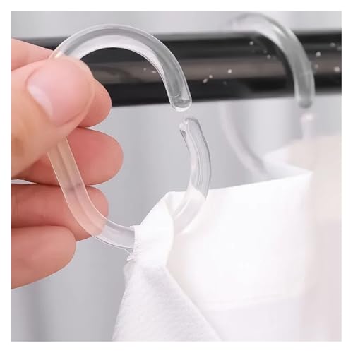 Anillos de cortina de ducha tipo C transparentes ganchos reutilizables de plástico pack de 50 unidades 5