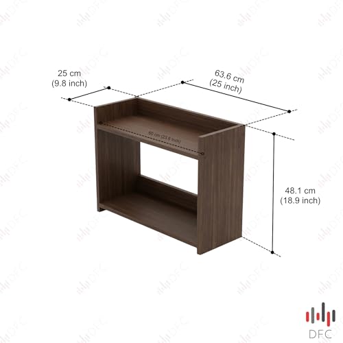Image of DFC Element Auburn Book Shelf Wooden 2 Tier Shelf for Living Room, Home & Bedroom Decor & Daily Essentials|Engineered Wood Storage Shelf with Space Saving Organizer, Open Display Design (Wenge Finish