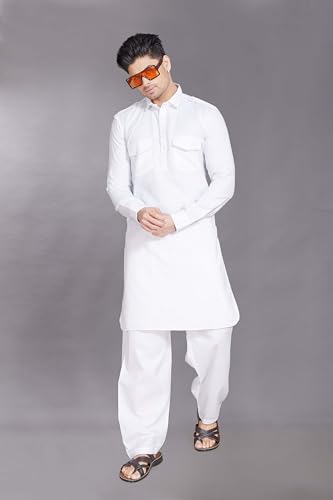 Image of DIVISIVE Men's Cotton Blend Pathani Kurta Pyjama Set