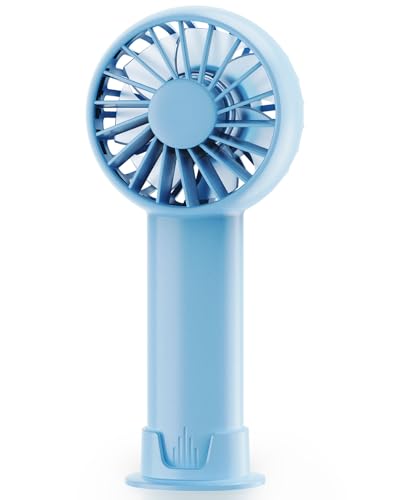 belcat Mini Portable Fan, USB Rechargeable Battery Powered 3 Speed Adjustable Powerful Handheld Fans, Makeup Lash Fan for Stylish Girl Women for Travel Beach Indoor Outdoor, Blue
