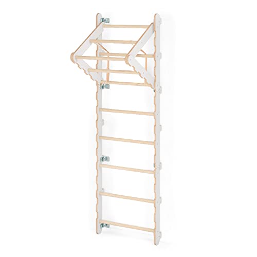 MAMOI® Espalderas Gimnasio para casa (L/XL/XXL) y aditivos | Espaldera Gimnasio de Madera Yarnwood | Espalderas Gimnasio de Interior diseño Moderno | Escalera Sueca | Barra Gimnasia | 100% Eco
