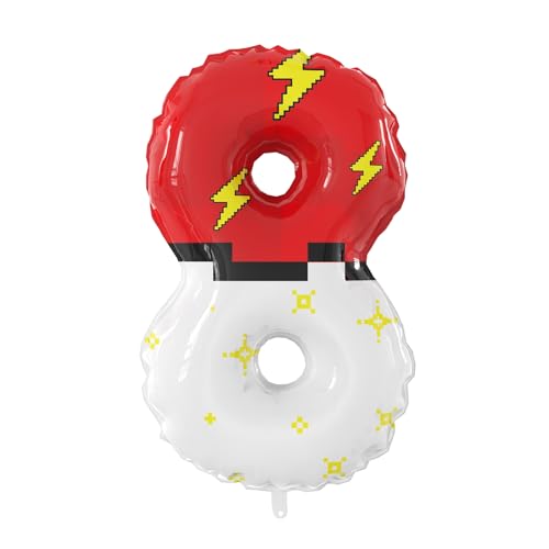 40 Inch Giant Red and White Cartoon Theme Number Foil Balloons - Large Number 8 Balloons Animation for Kids Birthday Anniversary Party Decorations Supplies (Numbers 0-9 Available)