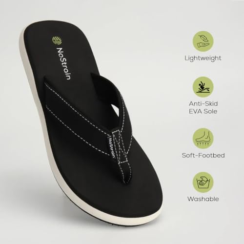 Image of NoStrain Men's Canvas Slippers, Flip Flops & Chappal - Angular Fit