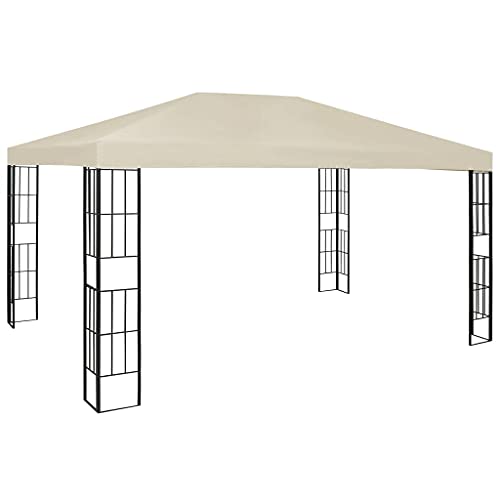 Montloxs Pavilhão de jardim impermeável com proteção UV para jardim, tenda de campismo para jardim, mercado, campismo, casamentos, suportes de metal, 3 × 4 m, cor creme
