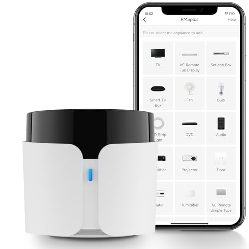 Broadlink RM5plus uniwersalny pilot zdalnego sterowania na podczerwień, sterowanie głosem za pomocą Alexa i Google Assistant, Wi-Fi, Smart Home, pilot zdalnego sterowania do TV, AC, wentylatorów