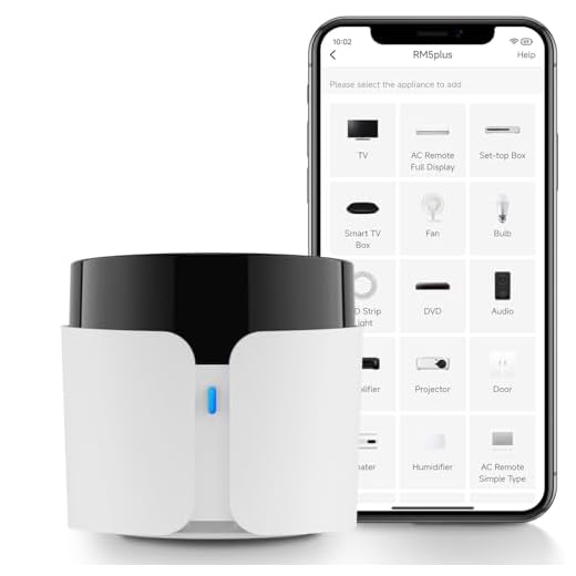 BroadLink RM5plus Mando Universal por Infrarrojos, Control por Voz con Alexa y Google Home, Hub Inteligente Wi-Fi para TV, Aire Acondicionado y Audio (IR 38 kHz), Solo Wi-Fi 2.4GHz