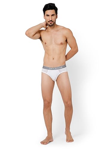 Image of OXYZONE Men's Modal Solid Brief with Sweat-Absorbent & Anti-Odour Fabric, Lightweight, Tag-Free, Breathable Innerwear with Outer Soft Waistband