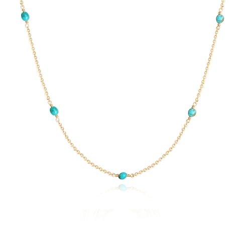 Fettero Dainty Beads Choker Neckces for Women - 14K Gold Plated Beaded Necklace Summer Beach Choker Boho Gold Necklace for Women Jewelry
