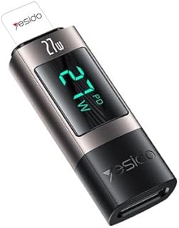 محول رقمي GS25 USB-C الى لايتنينج من في فولت، يدعم الشحن السريع بقدرة 27 واط، هيكل من الالومنيوم، نقل بيانات فعال وسريع الشحن