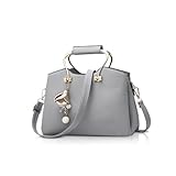 NICOLE&DORIS Women Handbags Tote Top Handle Shoulder Bags Crossbody Bag for Ladies Leather Bag with Long Strap Light Grey