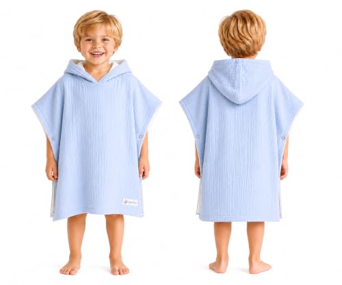 Image of Hooded Poncho Towel for Babies, Kids, and Toddlers - Versatile Swim and Bath Coverup for Beach and Pool Fun