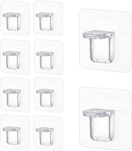 Image of No Drilling Shelf Support Hook || Plastic Closet Cabinet Shelf Support Clips || Self Adhesive Shelves Clips for Kitchen Bathroom Cabinet (10)