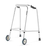 The Helping Hand Company - Ultra Lightweight Walking Frame with Wheels - Adjustable Height Aluminium Walker for Seniors, Elderly & Adults - Durable Folding Mobility Aid for Balance & Support (Small)