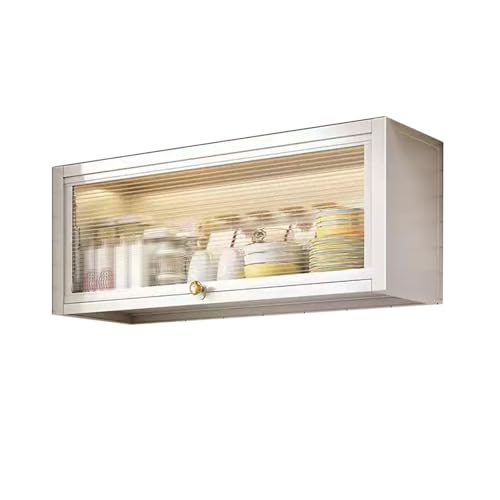 Armoire Cuisine Rangement avec Portes Hydrauliques Silencieuses Acier au Carbone Meuble Mural Salle de Bain Montage sans Perçage Bibliothèque pour Garage,...