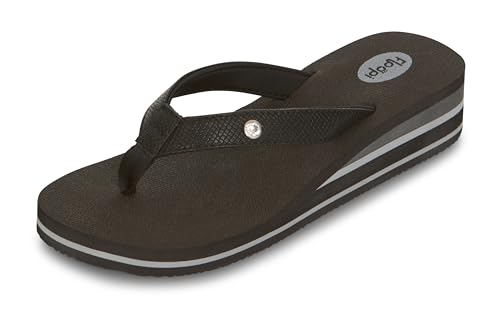 Image of Floopi High Heel Wedge Sandals for Women-Comfort Yoga Mat Footbed for Support, Flip Flop Thong Platforms for Summer
