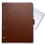 Viego Leather Refillable Work Notebook with 8.5 x 11 Inner Page Size, Hardcover College Ruled Spiral Notebook with 120 Pages, Ideal for Business Notes & Meetings, Gift Packaged for Women & Men, Brown