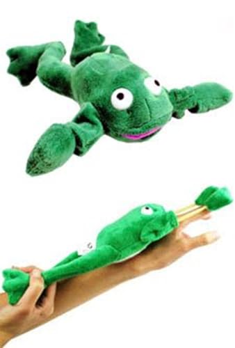 Playmaker Toys - Flying Screaming Flingshot Slingshot Novelty Plush Doll Toy, Launches up to 50 Feet (Frog)