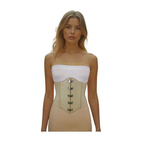 Women Fashion Corset Wide Belt - Faux Leather Silver Buckles S M Champagne2
