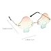 HAKIDZEL Frameless Mushroom Shape Sunglasses for Women, Plastic Party Glasses Gold Frame, Fashion Eyewear for Festival and Outdoor Events