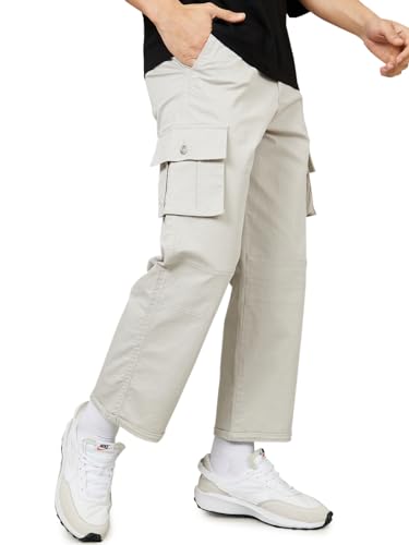 Image of Styli Men Mid Rise Cotton Oversized Cargo Pants| Stylish Cargo Pants for Men | Perfect for Casual, Party & Everyday Wear