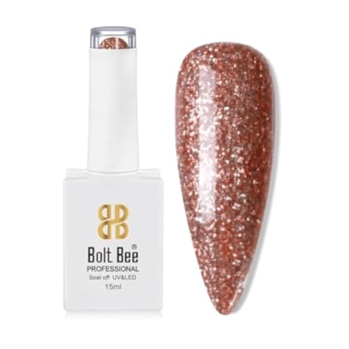 Image of Bolt Bee Glitter Orange Color Gel Nail Polish Soak Off UV Gel DIY at Home Manicure Salon Nail Art (95, 15ml)