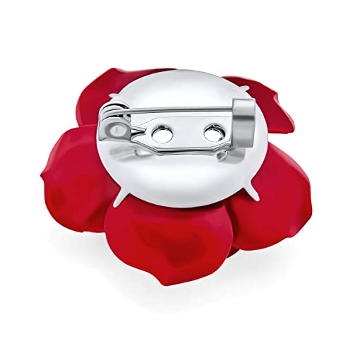 Image of Bling Jewelry Romantic Fashion Statement Pink Blue Black White Red Floral Blooming 3D Carved Large Rose Flower Brooch Scarf Pin For Women Teen