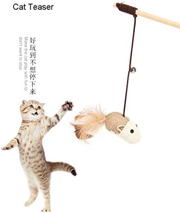 CAMITER 7pcs Kitten Cat Toy Natural Feather Teaser,Cat Toy Feather Ball Mice Fish Interactive Cat Toys, Cat Teaser Wand Pet Toy for Cat Activity
