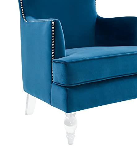 Safavieh Couture Home Collection Geode Modern Navy Velvet Upholstered Wingback Living Room Bedroom Accent Chair Sfv4745D #TOP5