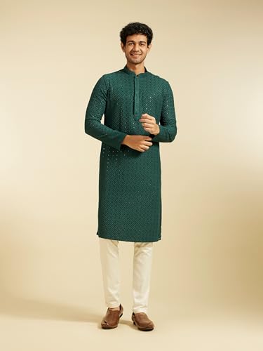 Image of DIWAS BY MANYAVAR Men's Viscose Embroidered|Sequined Kurta (1pc)
