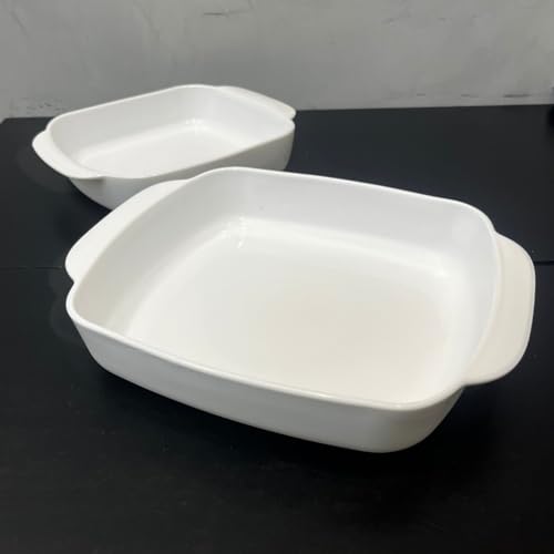 Conjunto 2 Travessas Retangulares de Vidro Assadeiras 1,3L e 2L Branco Porcelana