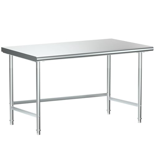 Treshin Open Base Stainless Steel Table 24' X 48', Commercial Heavy Duty Prep & Work Table for Kitchen, Restaurant, Home, Hotel, Laundry