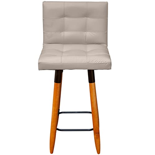Kit 2 Banquetas Alta Para Cozinha Bancada Balcão Área Gourmet Grace Corino Bege Pés Palito 60 cm - C