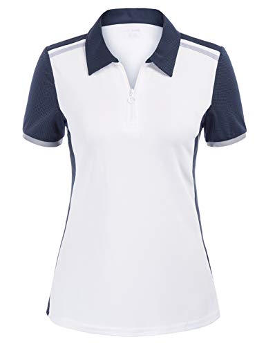 Womens Short Sleeve Running Shirts Lightweight Sport Activewear Workout Tops(2Xl, White + Navy) #TOP1