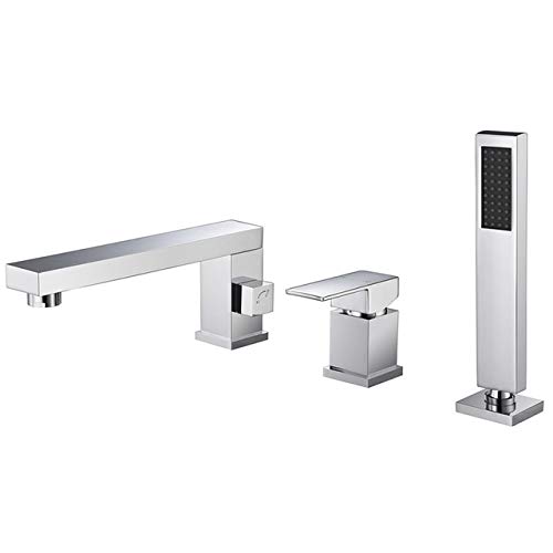 Robinet de baignoire avec douche à main chromé et mitigeur pont