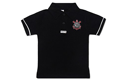 Camisa Polo Manga Curta Corinthians, Rêve D'or Sport, Criança Unissex, Preto/Branco, 8