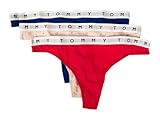 Tommy Hilfiger Packung mit 3 Frauen Tanga ausgesetzt elastischen Tripack Artikel UW0UW02521 3P Thong Print, 0R4 Sapphire Blue/xo/Brilliant pink, M