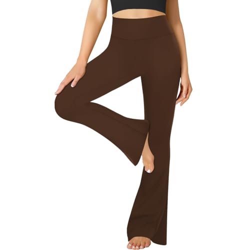 Pantalon de yoga anti-transparence avec contrôle du ventre marron