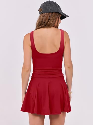 Caracilia Women's Tennis Mini Dresses 2025 Summer Sleeveless Built in Shorts Golf Athletic One Piece Active Romper Dress4