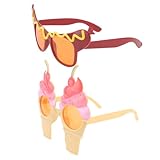 Kisangel 2pcs Funny Eyeglasses Glasses Set Birthday Sunglasses Hot Dog Eyeglasses Ice Cream Party Favors Fun Birthday New Year Party Photo Booth Props